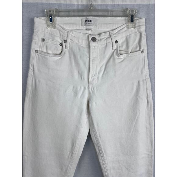 Adolde Jeans Toni Mid Rise Straight White Denim Minimalist Capsule Basic Casual - Picture 3 of 9